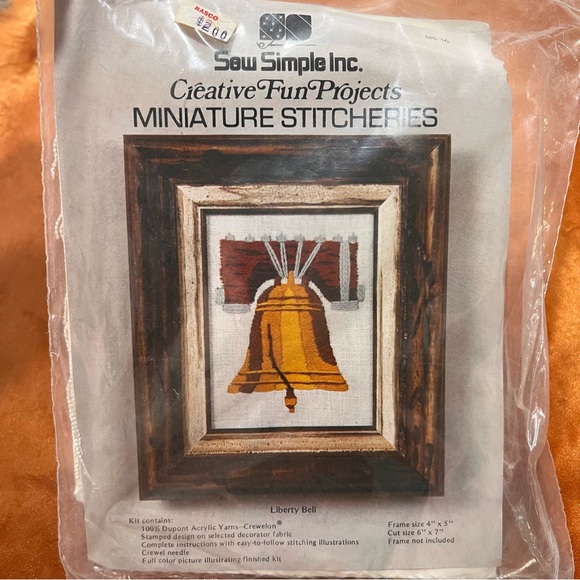 Vintage Sew Simple Crewel Liberty Bell Embroidery Kit New - Picture 1 of 4